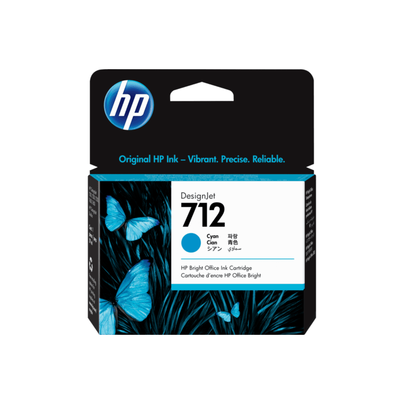 Cartucho de Tinta HP 712 Cian DesignJet Original (3ED67A) - Center facing