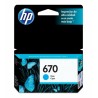 Cartucho de Tinta HP 670 Cian Original (CZ114AL) - Center facing
