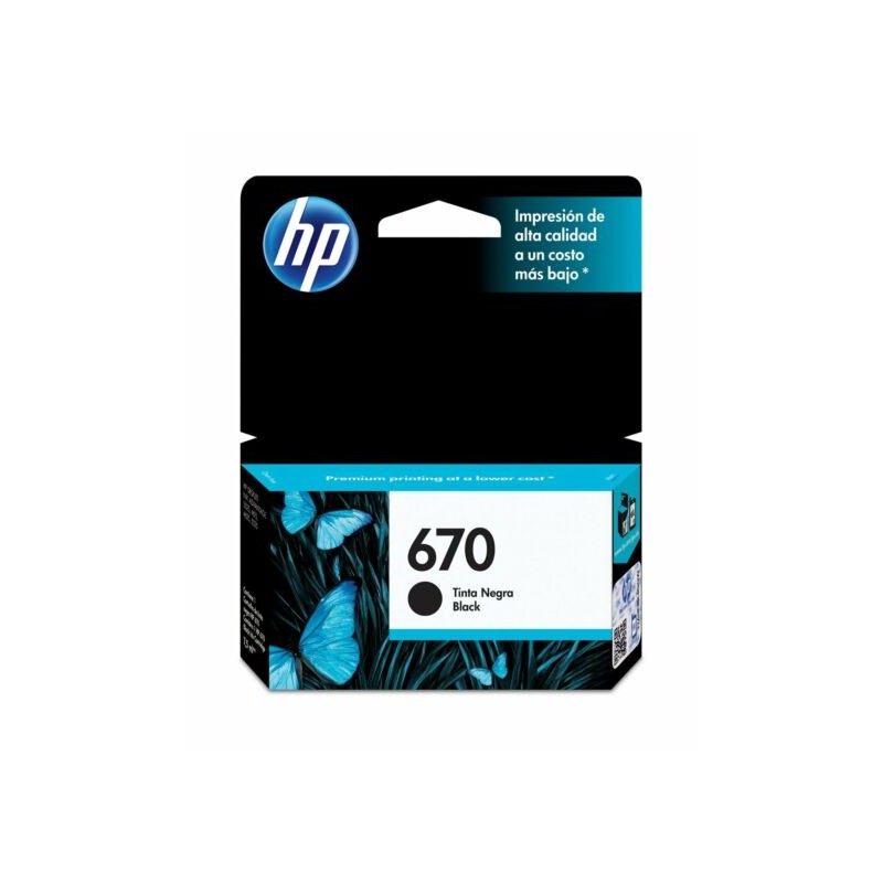 Cartucho de Tinta HP 670 Negra Original (CZ113AL) - Center facing