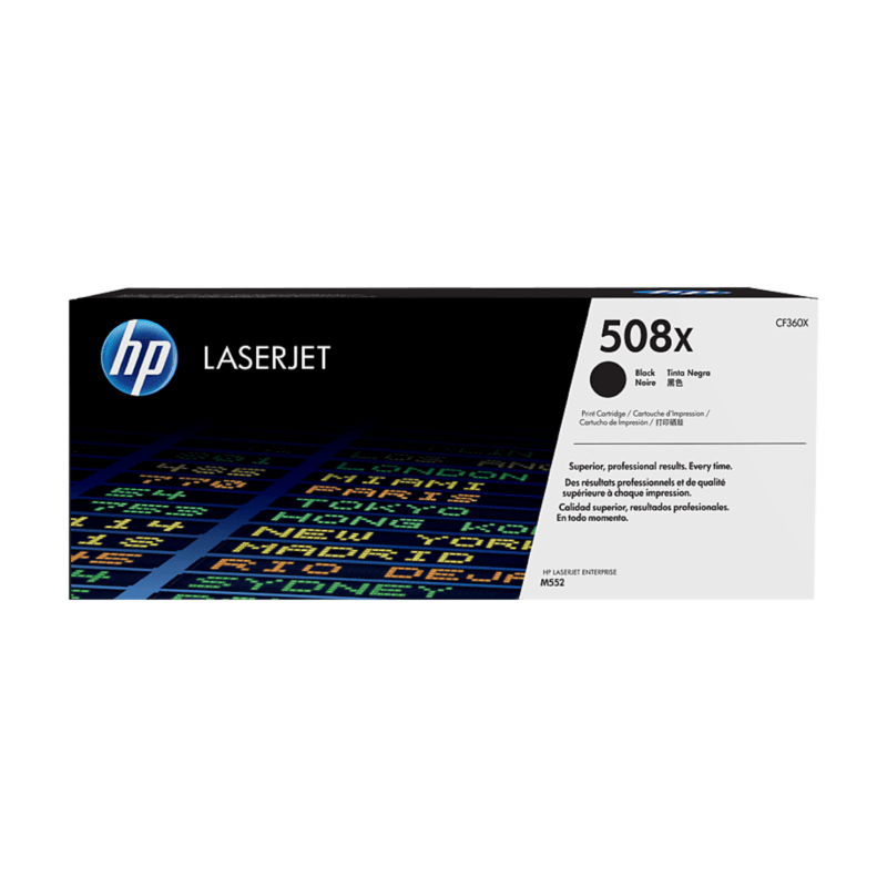 Cartucho de Tóner HP 508X Negro Alto Rendimiento LaserJet Original (CF360X) - Center facing