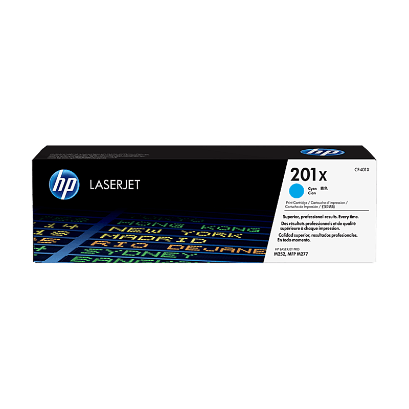 Cartucho de Tóner HP 201X Cian Alto Rendimiento LaserJet Original (CF401X) - Center facing